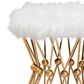 Baxton Studio Leonie Ottoman in White Faux Fur and Gold Finish, , large