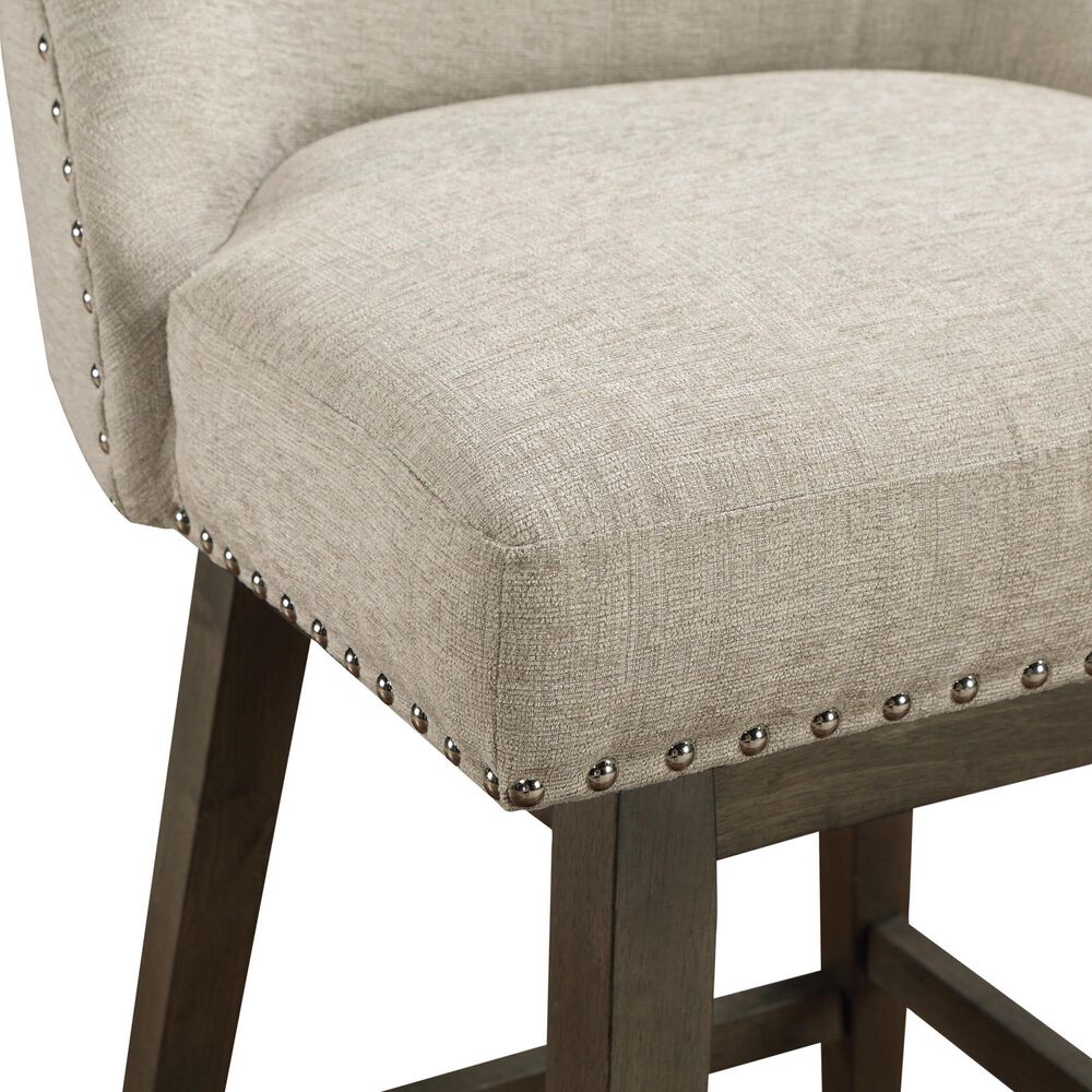 Valor Living Granville Swivel Counter Stool with Wheat Upholstered in Grey, , large