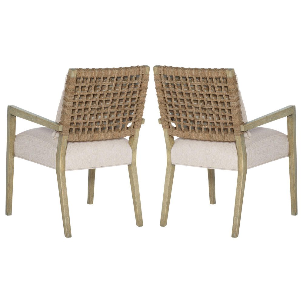 Hooker Furniture Surfrider Woven Back Arm Chair with Beige Cushion in Driftwood &#40;Set of 2&#41;, , large