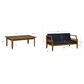 Linon Home Decor Arlen 2-Piece Outdoor Conversation Set with Navy Blue Cushion in Brown, , large