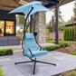 CorLiving Kingsley Chaise Lounge Chair with Canopy in Light Blue, , large