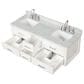 Lexora Home Castor 60" Double Bathroom Vanity in White with 2 cm White Carrara Marble Top and Rectangular Sinks, , large