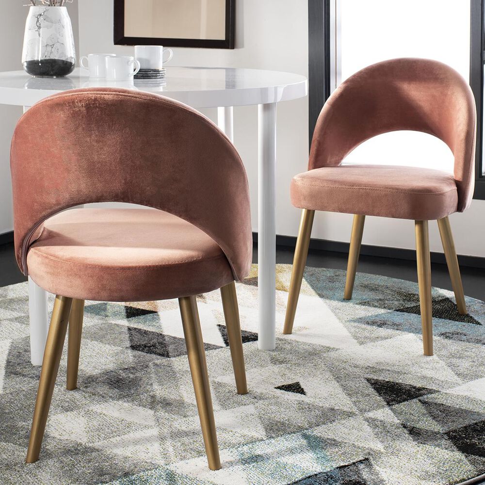 Safavieh Giani Dining Chair in Dusty Rose and Gold (Set of 2), , large