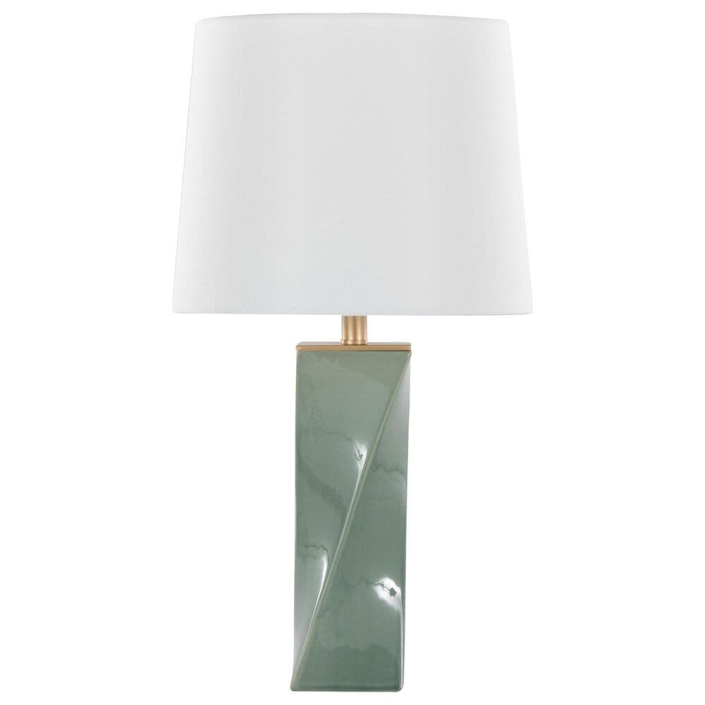 LumiSource Curvo Square Ceramic Table Lamp in Sage Green, , large