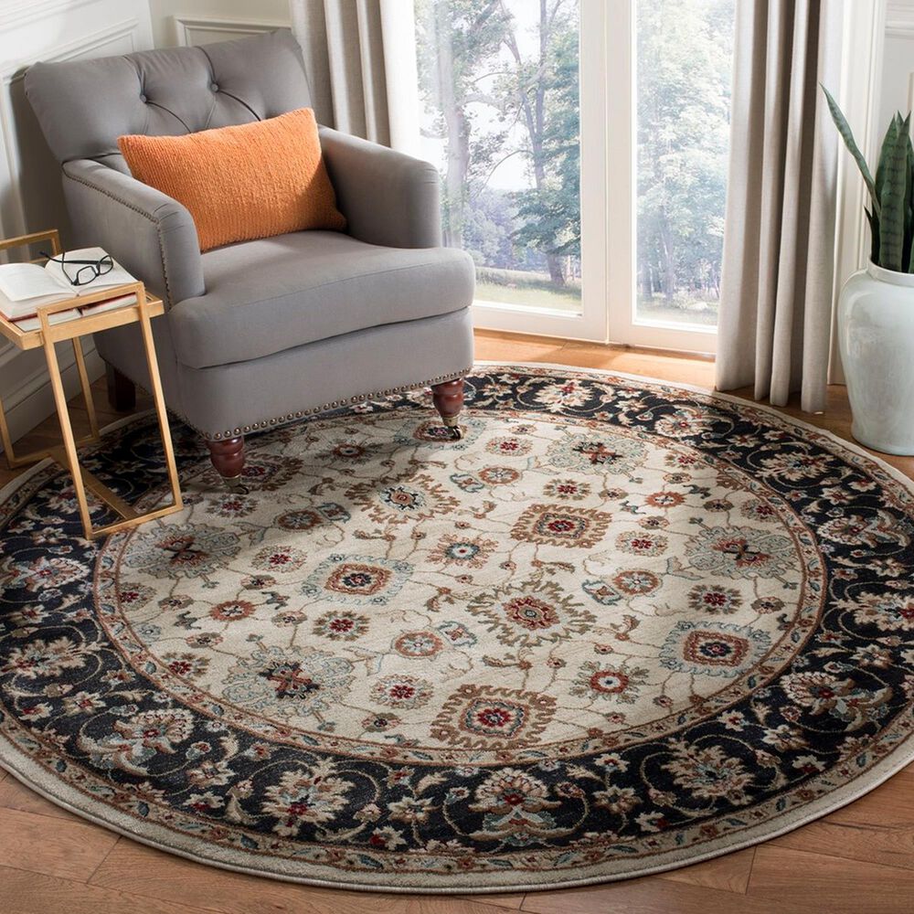 Safavieh Lyndhurst LNH332 7&#39; Round Cream and Navy Area Rug, , large