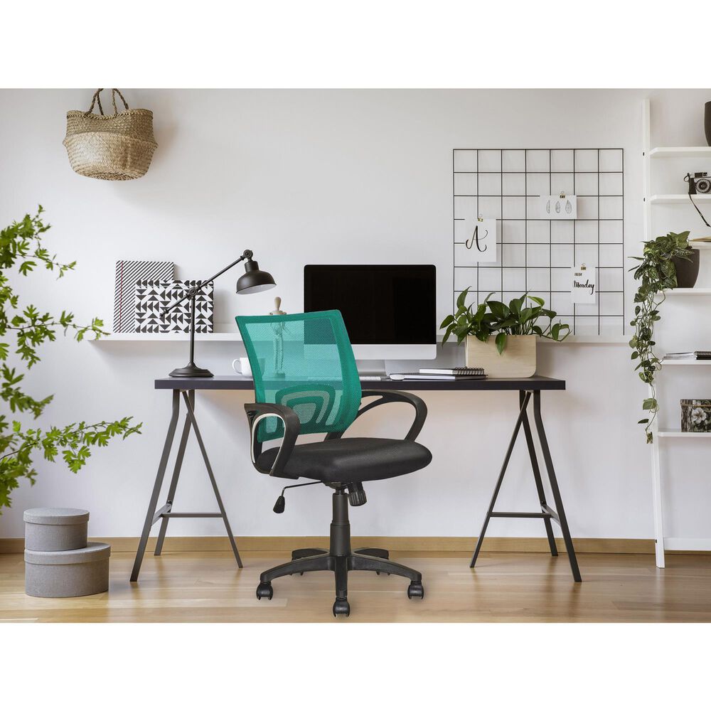 CorLiving Workspace Office Chair with Teal Mesh Back, , large