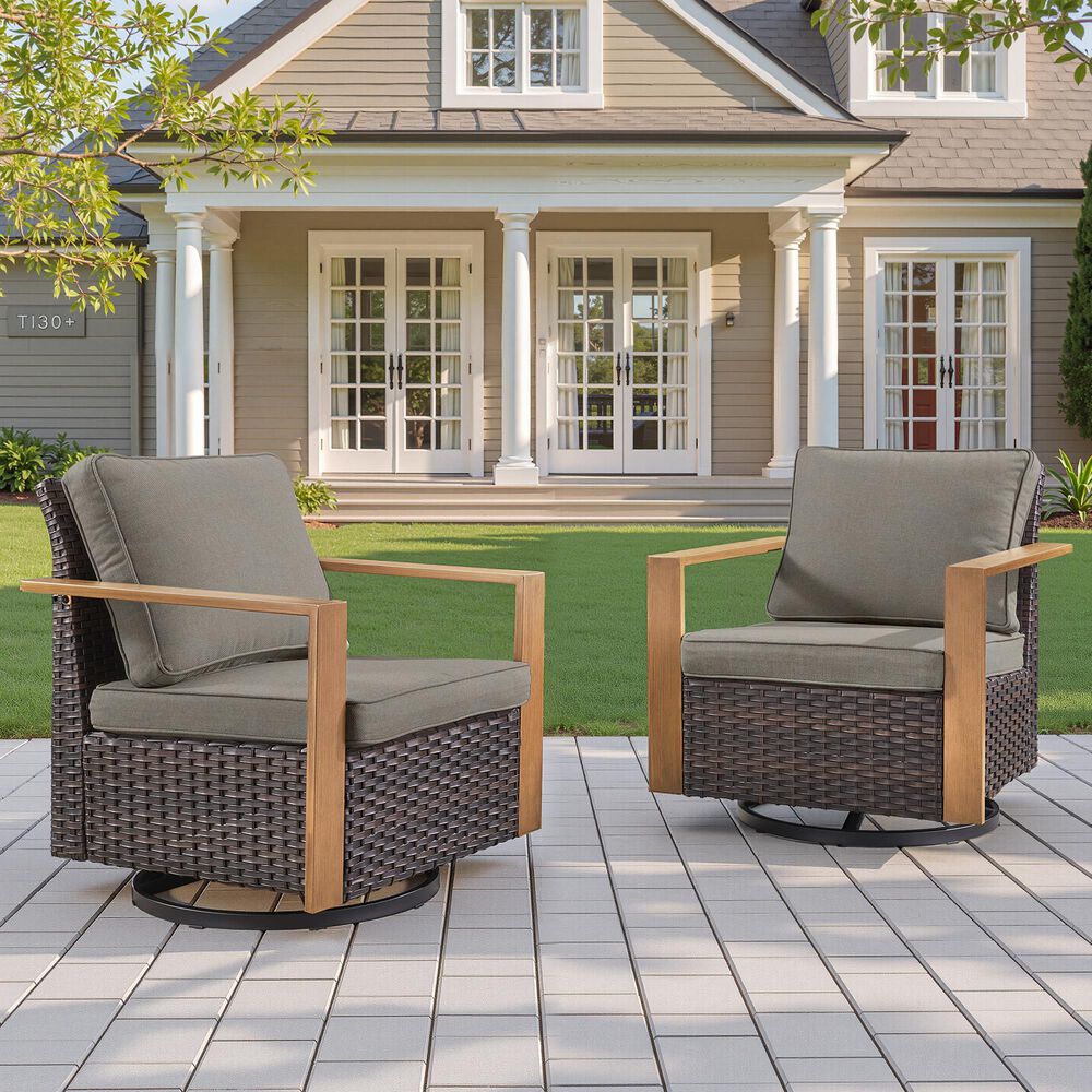 Sunwell Garden Outdoor Swivel Glider Chair in Gay (Set of 2), , large