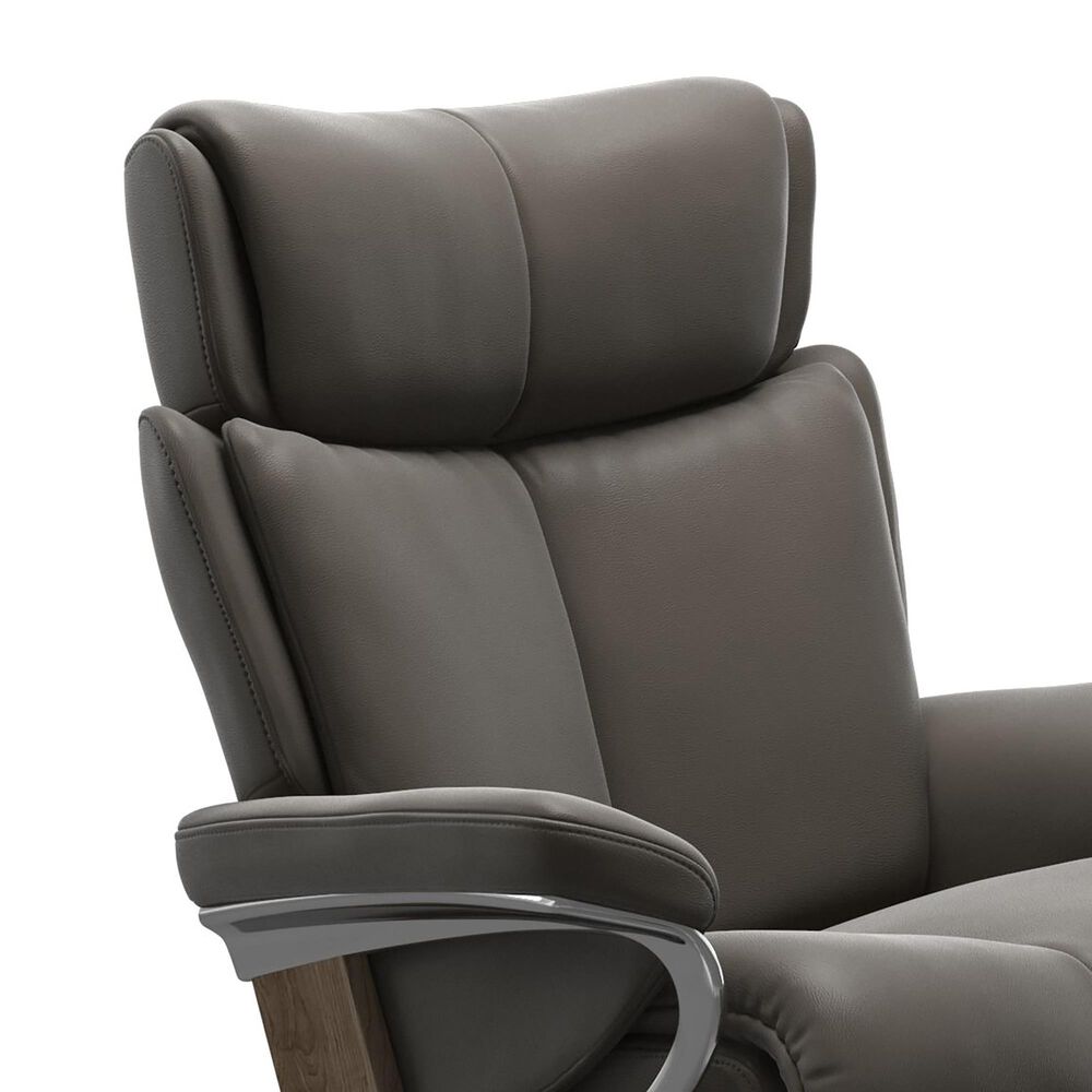 Stressless Magic Medium Leather Chair and Ottoman in Paloma Metal Grey, , large