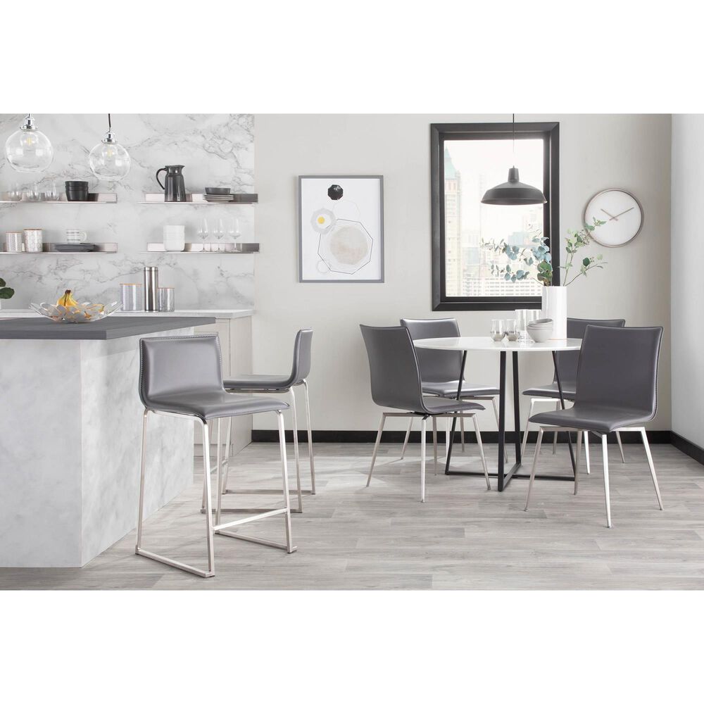 Lumisource Mara Counter Stool with Grey Cushion in Stainless Steel &#40;Set of 2&#41;, , large