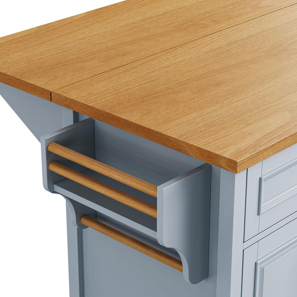 HOMLUX 52'' Kitchen Island with Drop Leaf in Blue Grey, , large