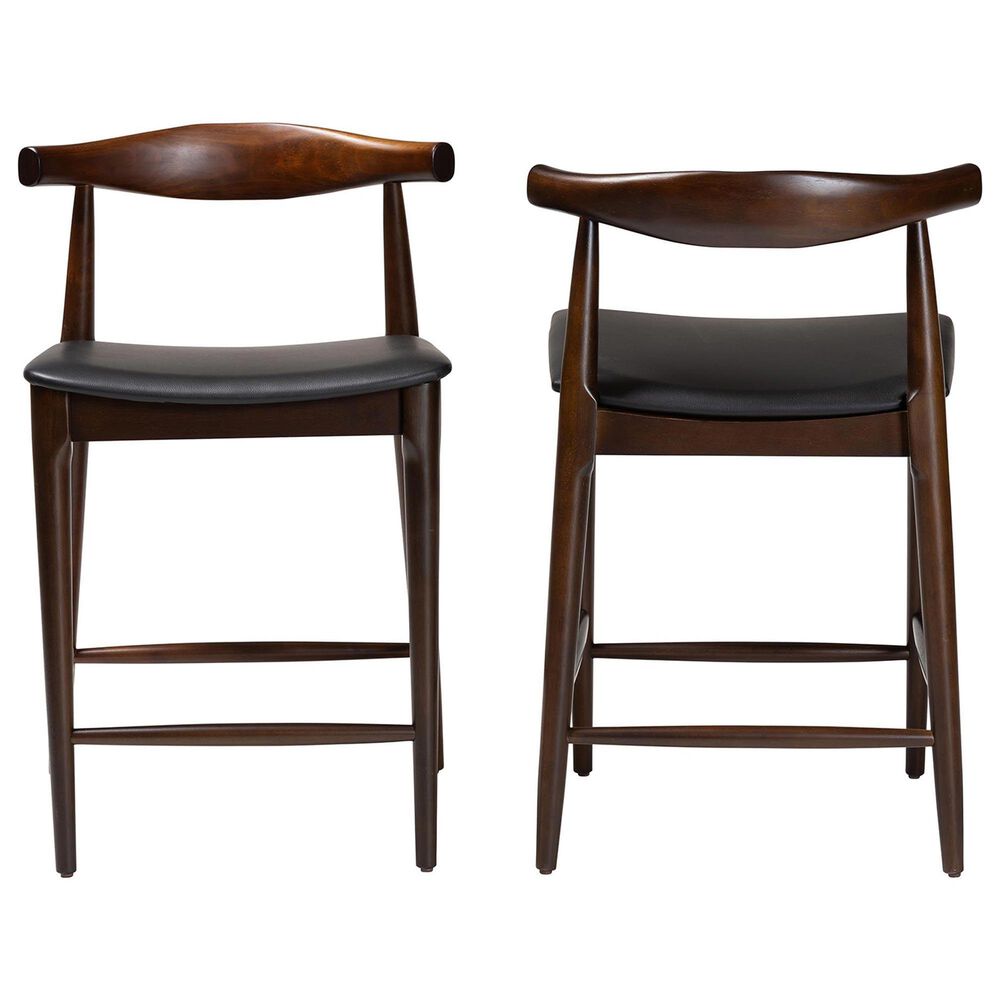 Baxton Studio Eira Counter Stool in Walnut (Set of 2), , large