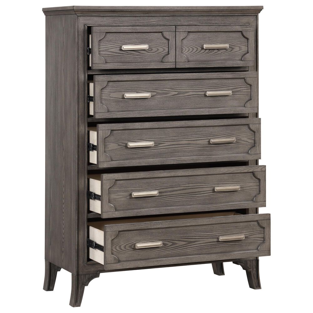 New Heritage Design Lisbon 5-Drawer Chest in Gray and White, , large