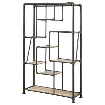 Furniture of America Toney 8-Shelf Bookcase in Sand Black, , large