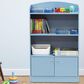 HOMLUX 4-Tier Bookshelf with 2-Door Storage Cabinet in Light Blue, , large