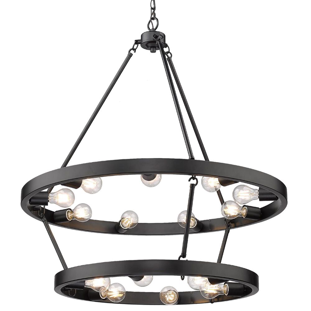 Golden Lighting Castile Industrial 15-Light Chandelier in Matte Black, , large