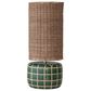 Teak Interiors Botanist Ceramic Tiled Table Lamp with Hand-Woven Rattan Shade in Green and Natural, , large