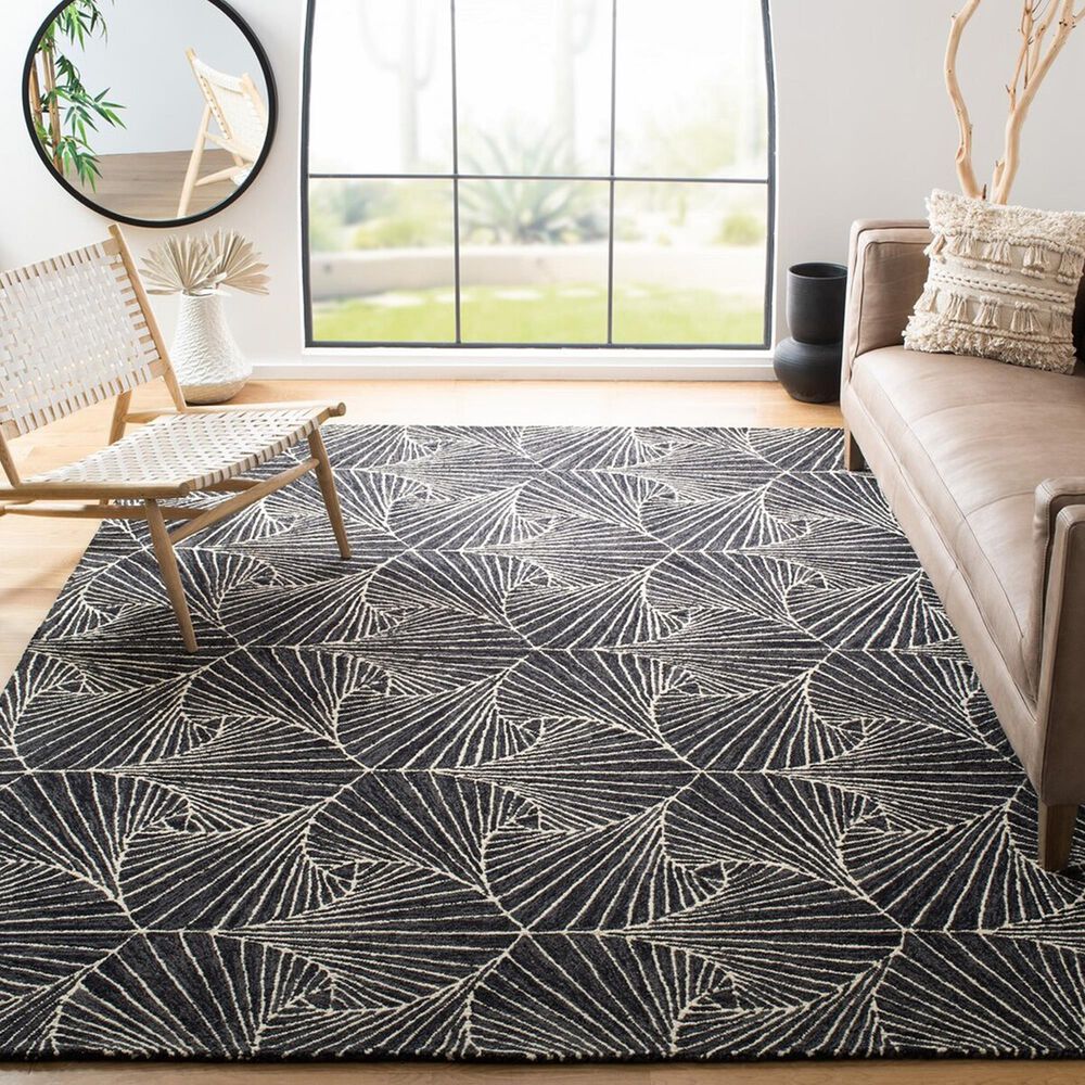 Safavieh Micro-Loop MLP174H 8&#39; x 10&#39; Charcoal and Ivory Area Rug, , large