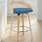 Armen Living Sonia Swivel Counter Height Stool with Blue Upholstery in Oak, , large