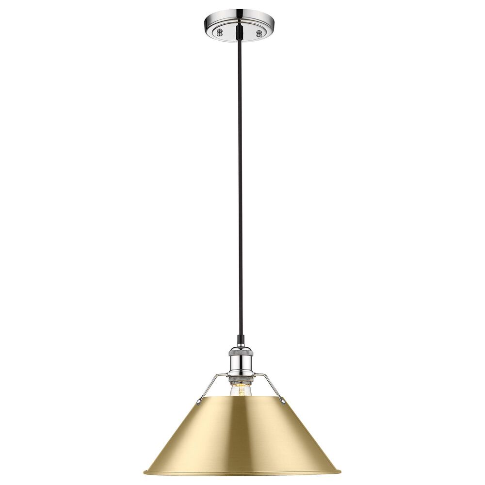 Golden Lighting Orwell 1-Light Wide Large Pendant with Brushed Champagne Bronze Shade in Chrome, , large