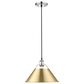 Golden Lighting Orwell 1-Light Wide Large Pendant with Brushed Champagne Bronze Shade in Chrome, , large