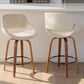 LumiSource Fabrico 26" Swivel Fixed-Height Counter Stool with Cream Noise Fabric Upholstery in Black and Walnut (Set of 2), , large