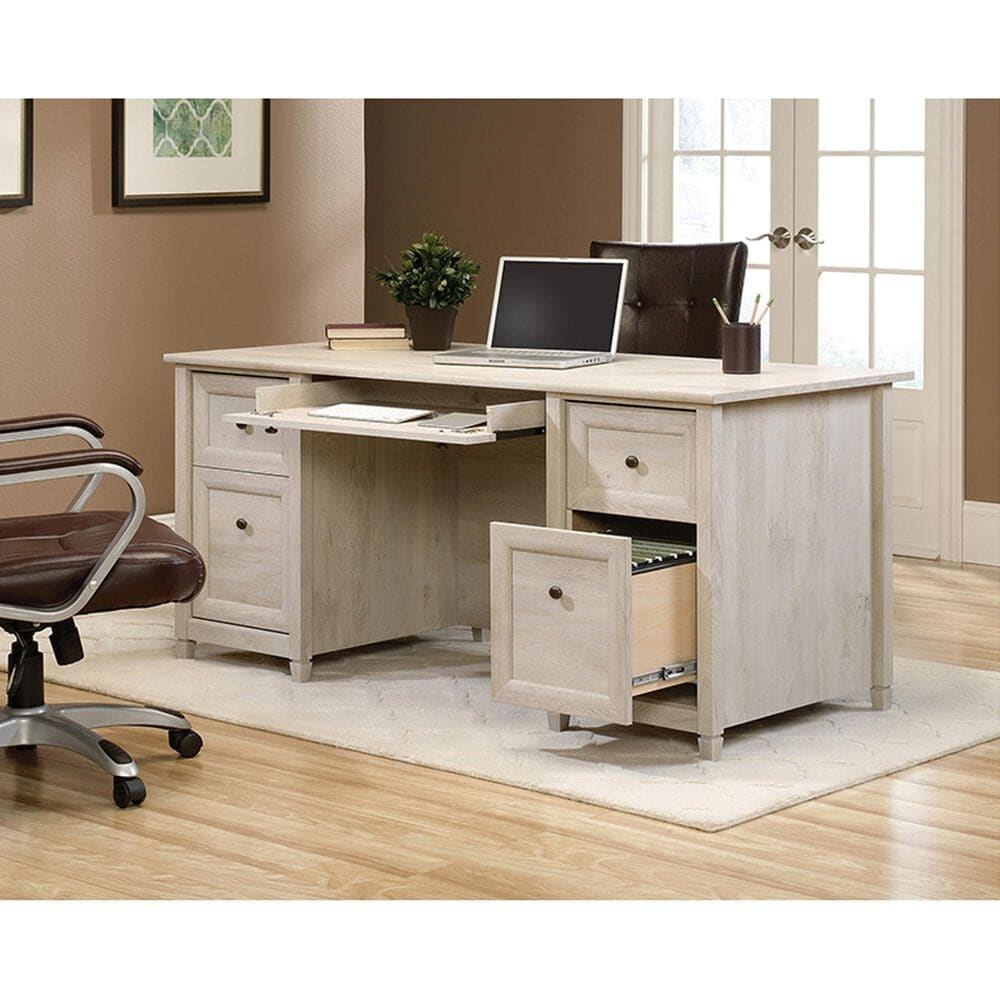 Sauder Edge Water Double-Pedestal Executive Desk in Chalked Chestnut, , large