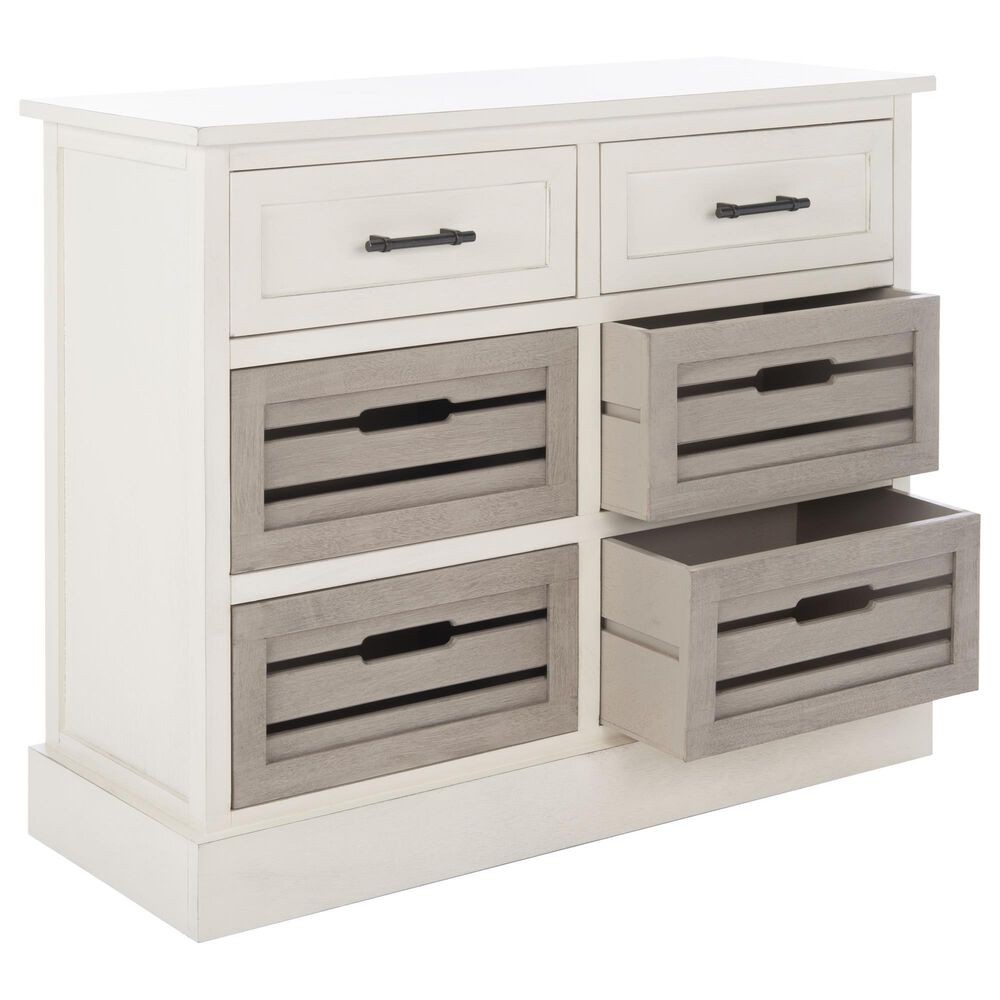 Safavieh Lydia 6-Drawer Chest in Distressed White/Greige, , large