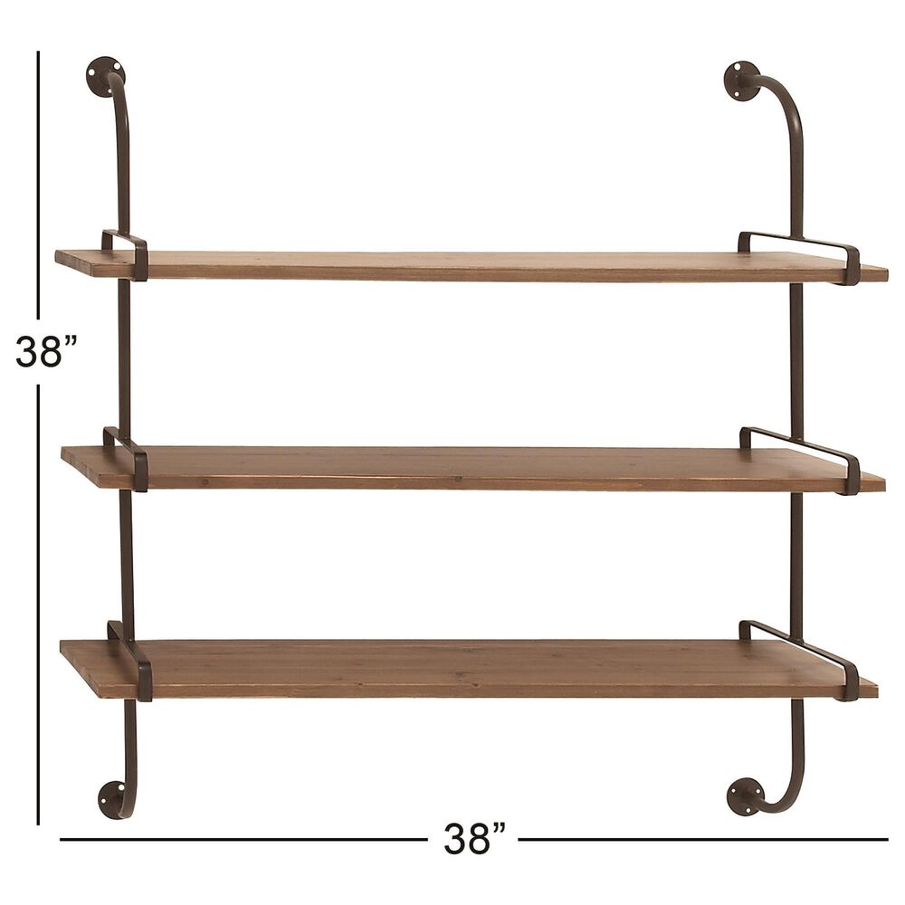 Maple and Jade 38&quot; Wall Shelf in Oiled Brown and Sleek Black, , large