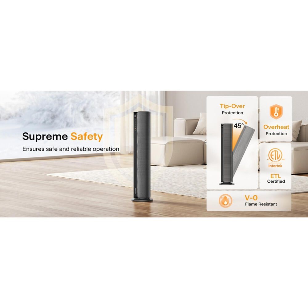 Midea 30&quot; Smart Digital Tower Ceramic Heater in Black, , large