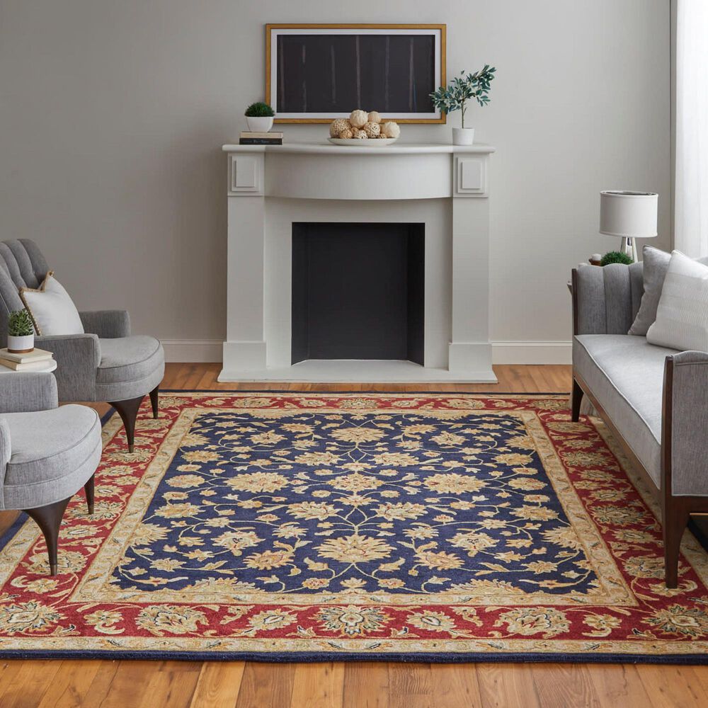 Feizy Rugs Wagner Navy and Red 5&#39; x 8&#39; Area Rug, , large