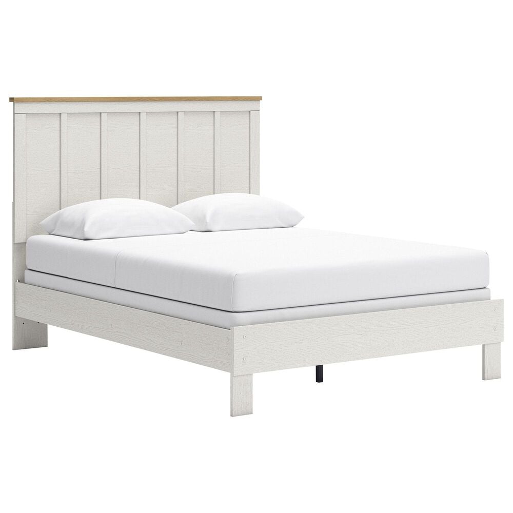 Ashley Linnocreek 4-Piece Queen Bedroom Set in White and Warm Brown, , large