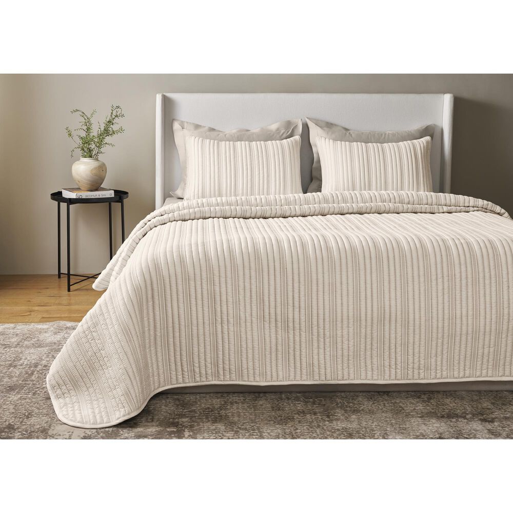 Ann Gish Rib 3-Piece Queen Coverlet Set in Bone, , large