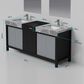 Lexora Home Zilara 80" Double Bathroom Vanity in Black and Grey with 11 cm Castle Grey Marble Top and Rectangular Sinks, , large
