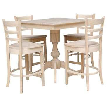 International Concepts Transitional Square 5-Piece Counter Height Dining Set in Unfinished, , large