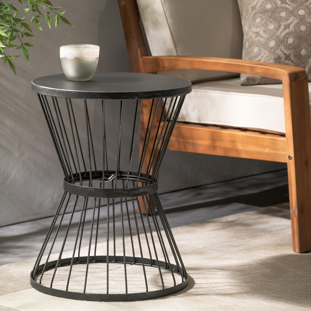 Hearth and Haven Lassen Patio Side Table in Black, , large