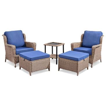 Sunwell Garden 5-Piece Patio Chat Set in Navy, , large