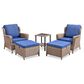 Sunwell Garden 5-Piece Patio Chat Set with Square Table in Navy, , large
