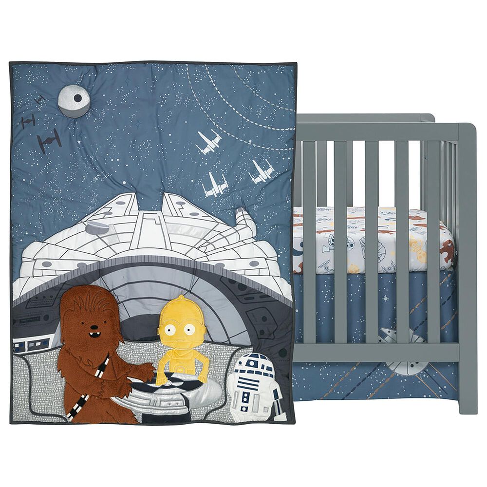 Mauve naam Aarzelen Lambs and Ivy Star Wars Millennium Falcon 3-Piece Baby Crib Bedding Set in  Brown, Yellow, Blue and Gray | NFM