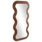 Maple and Jade 39" Wood Abstract Wavy Wall Mirror in Brown, , large