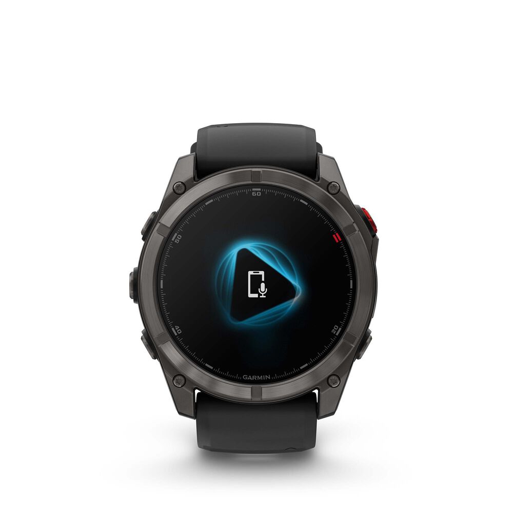Garmin Fenix 8 Pro Sapphire AMOLED Smartwatch 51mm Carbon Gray DLC Titanium Case with Black and Pebble Gray Silicone Band, , large
