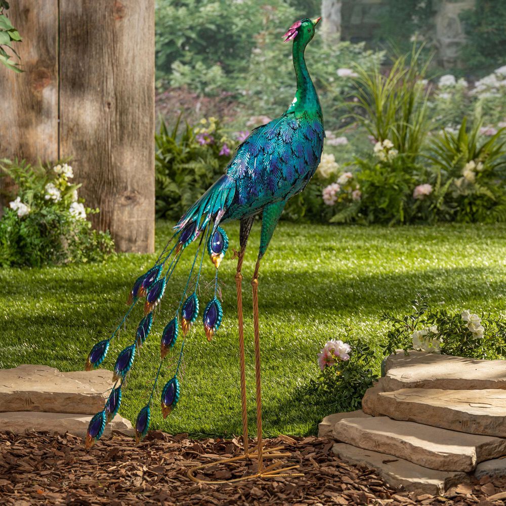 The Gerson Company 35&quot; Peacock Figurine in Blue and Green, , large