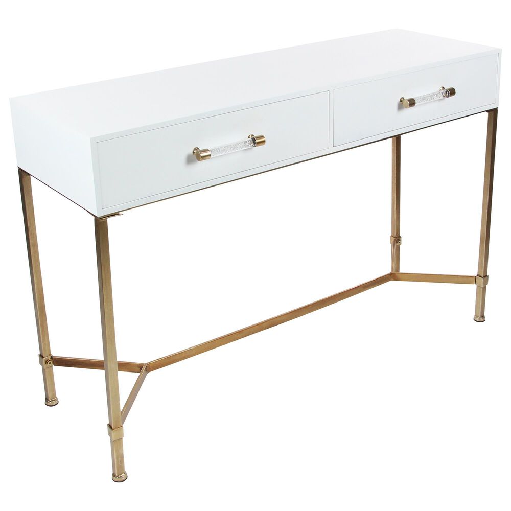 Maple and Jade Glam Console Table in White and Gold, , large