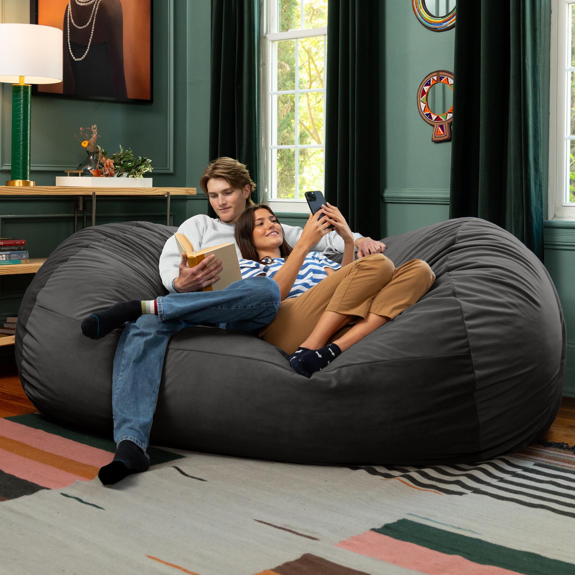 Jaxx Grand Lounger 7' Bean Bag Sofa in Black