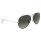 Ray-Ban Aviator Full Colour  Sunglasses with Grey Lenses in Polished Black on Gold, , large