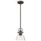 Golden Lighting Hines 1-Light Mini Pendant with Seeded Glass Shade in Rubbed Bronze, , large