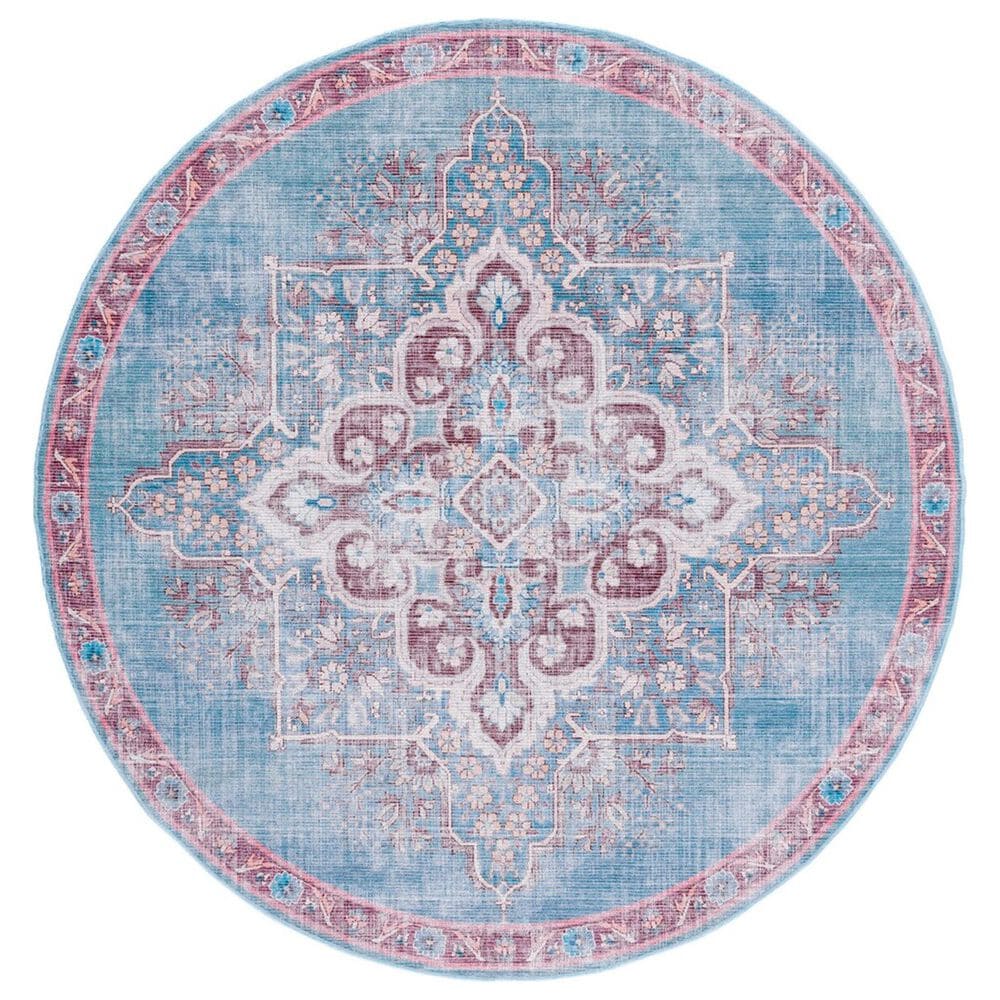 Safavieh Serapi 6"7" Round Blue and Brown Area Rug, , large