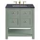 James Martin Vanities Breckenridge 30" Single Bathroom Vanity in Smokey Celadon with 3 cm Charcoal Soapstone Quartz Top and Rectangular Sink, , large