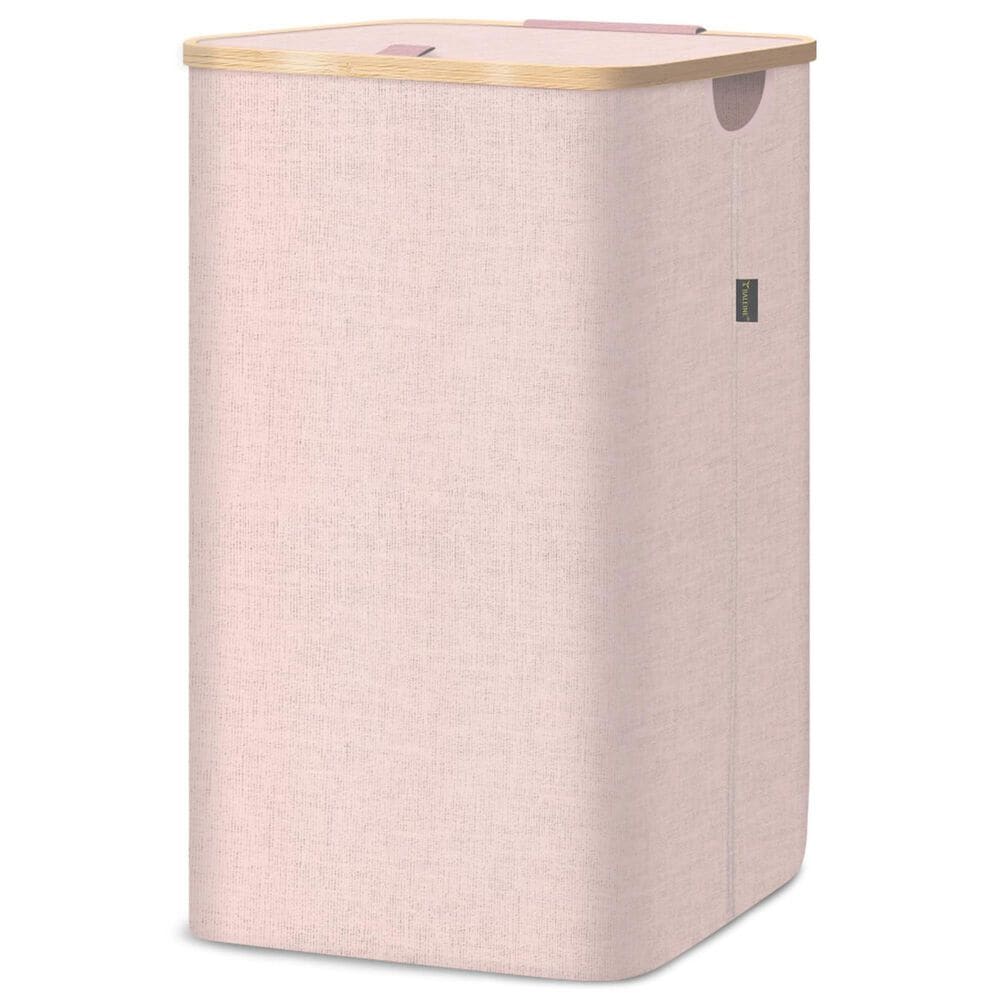 HOMLUX 26 Gallon Laundry Hamper with Lid in Pink, , large