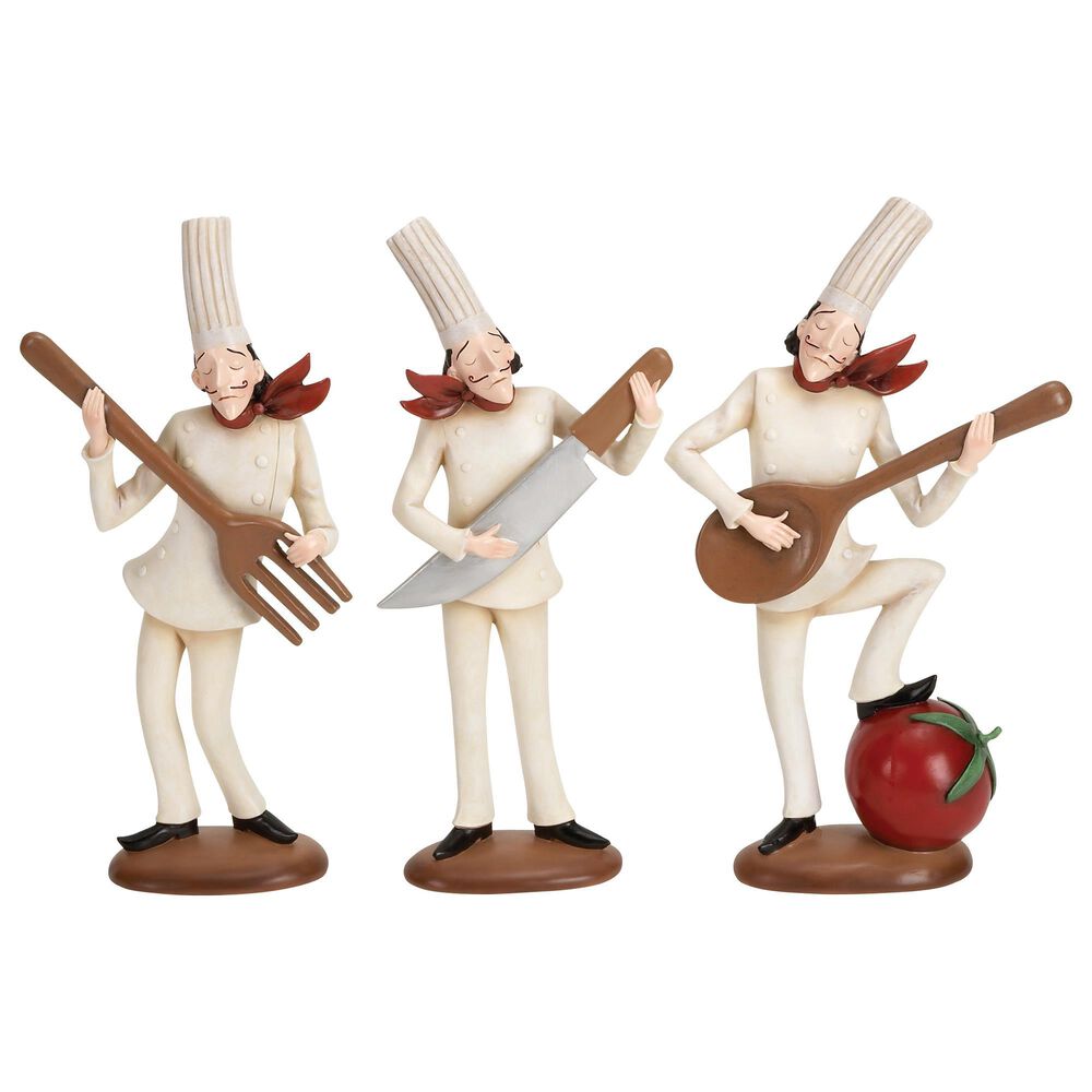 Maple and Jade 14" Chef Sculpture in White, Red and Brown (Set of 3), , large