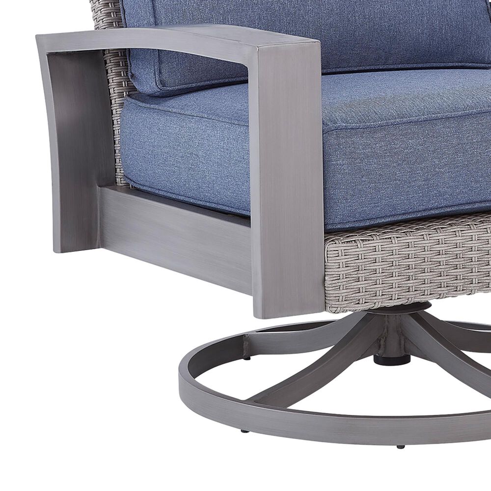 Ashley Half Moon Beach Patio Swivel Rocker Lounge Chair in Blue, , large